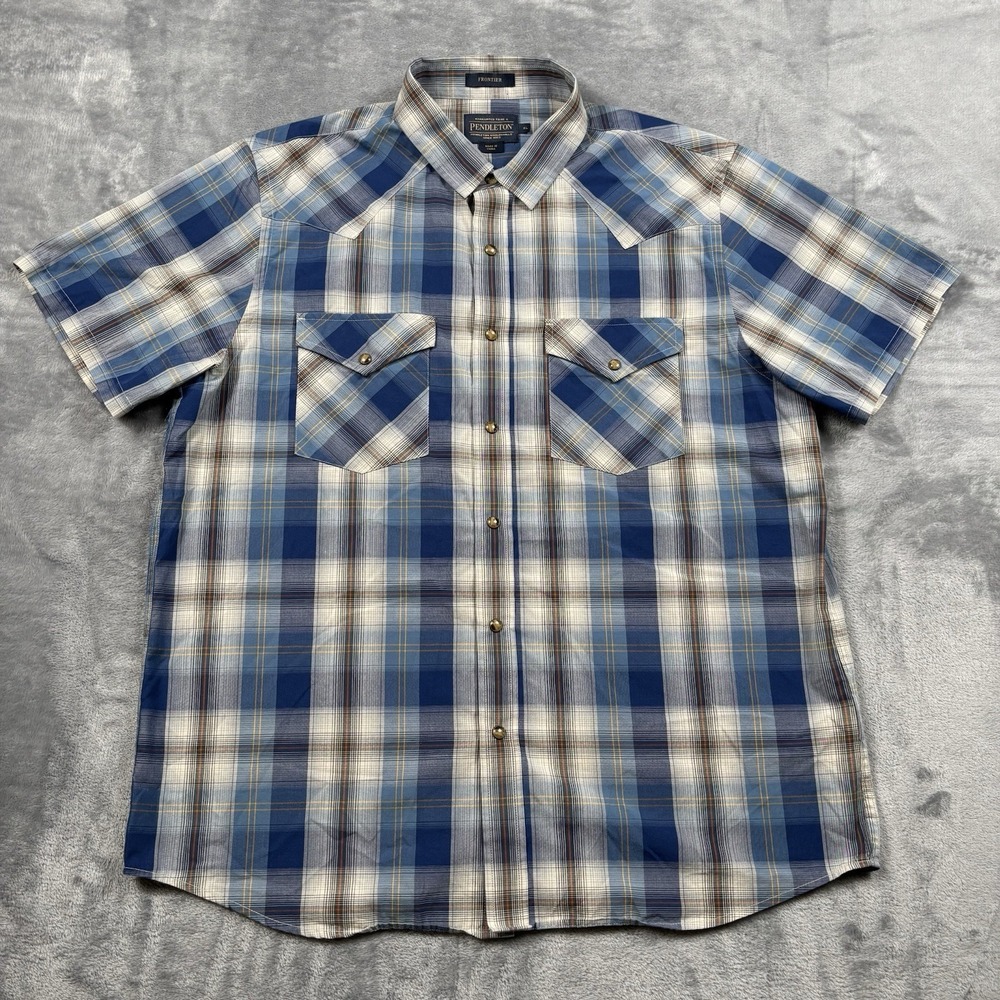 Pendleton Western Shirt Men XL Pearl Snap Cowboy Rodeo Frontier Short Sleeve
